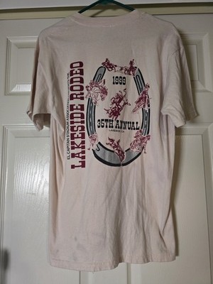 Vintage 1999 Lakeside Rodeo Bull Riding Graphic T Shirt Size Medium El Capitan