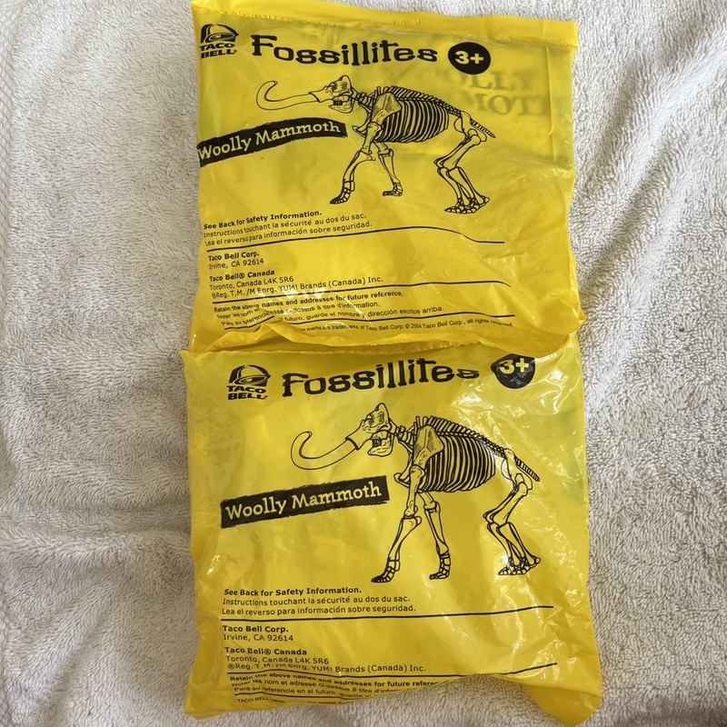 Taco Bell Fossillites Woolly Mammoth Toys Sealed Lot Of 2