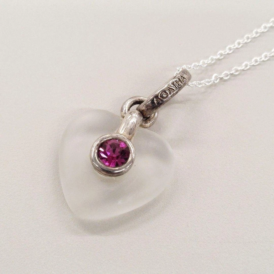 Excellent+++ collier pendentif AGATHA en forme de cœur avec pierre transparente - Photo 2/4