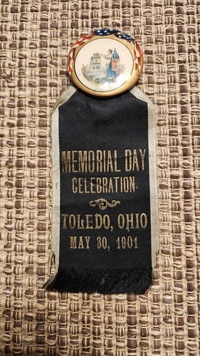 GAR MEMORIAL DAY CELEBRATION PINBACK RIBBON - TOLEDO, OHIO - MAY 30, 1901