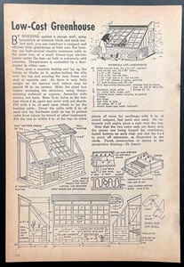 “Low Cost Greenhouse” 1955 HowTo Design PLANS 4’ 6” x 9’ addition