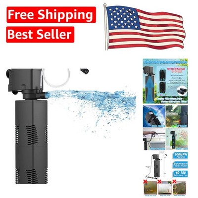 Biochemical Filtration System - Submersible 300GPH Filter for Large Fish Tanks
