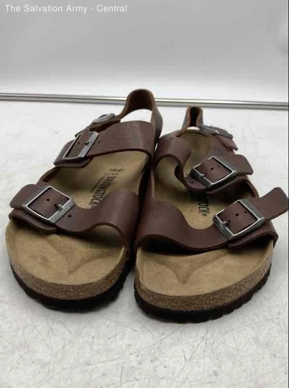 Birkenstock Mens Milano Brown Leather Open Toe Slingback Sandals Size 11