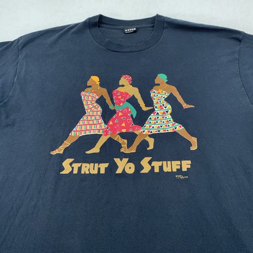 Vintage Strut Yo Stuff T-Shirt Mens 2XL Graphic 90s african american ...