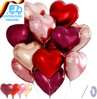 12Pcs Herzluftballons Rot Rosa, 18 Zoll Herz Luftballons Rot Rosa Gold Valentins