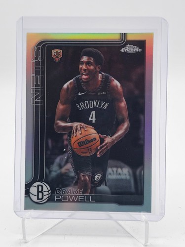 DRAKE POWELL 2025-26 TOPPS CHROME UPDATE REFRACTOR ROOKIE RC #172 NETS Q4354