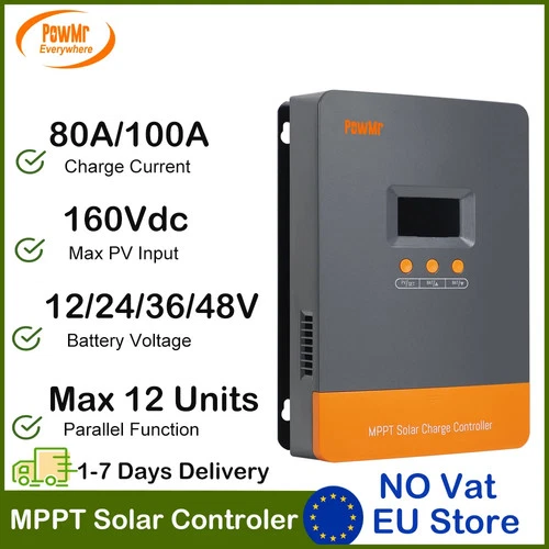 MPPT Solar Laderegler 20A-100A für 12V/24V/36V/48V mit LCD-Display