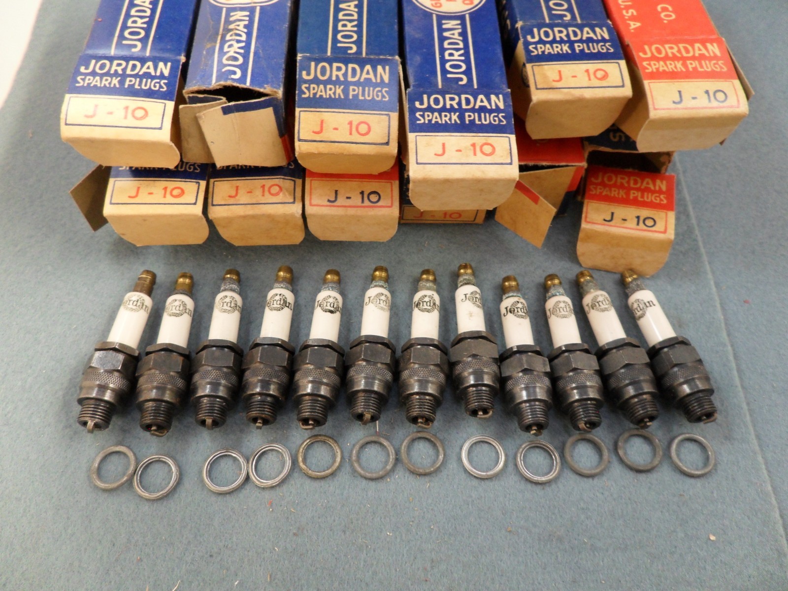12 NOS Jordan J10 Spark Plug 10MM Take Apart Cadillac Chevrolet Packard Vintage