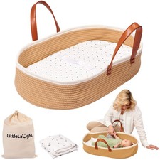 Moses Basket for Babies with Muslin Blanket Portable Basket