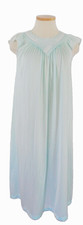 Vintage Shadowline Bluish Green Pullover Nylon Long Nightgown Made in USA Size S