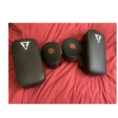 Title Boxing Training Strike Pads & Focus Mitts Set for Boxing, Black