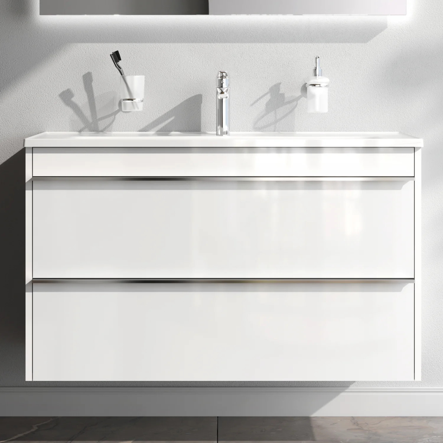 AM.PM Hit Meuble vasque suspendu 100 cm blanc 2 tiroirs Soft Close
