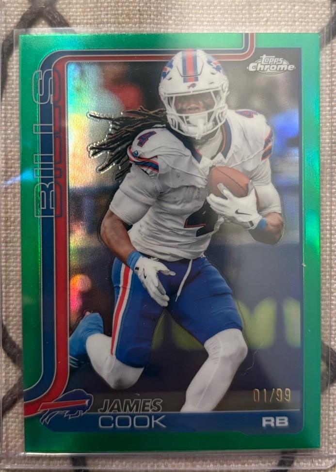 2025 Topps Chrome - James Cook #35 Green Refractor 01/99 FIRST ON PRINT