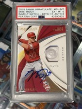 2018 Panini Immaculate Mike Trout Angels Game Worn Button Relic Auto 1/1 PSA