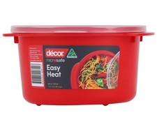Décor Microsafe Red 1.5L Round Microwave Master, Freezer/DW Safe, BPAFree.