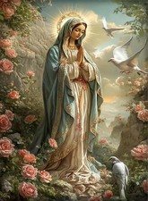 Diamond Art Kits for Adults Beginner.Virgin Mary Among Roses DIY Modern Diamond