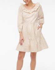 NWT J. Crew Seersucker Ruffle-neck 100% Cotton dress Size 4