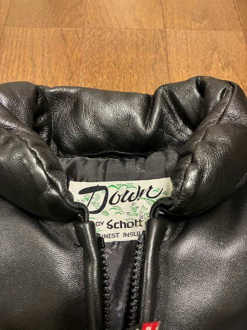 Schott Lamb Leather Bias quilting Down Jacket Blouson… - Gem