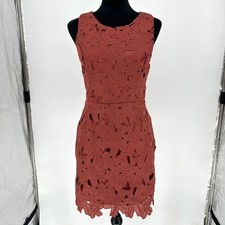 ASTR The Label Woodrose Copper Floral Embroidered Crochet Bodycon Mini Dress M