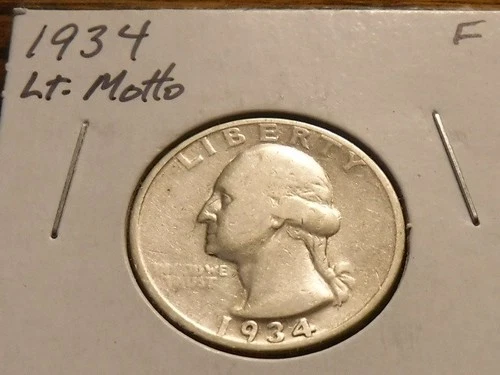 1934 (Weak Motto) Washington Quarter ~ Fine condition ~ 90% silver ~ Nice
