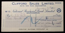 Great Britain National Provincial Bank Cheque 1968 - Southampton (N2602) - BA-CQ