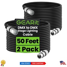 50ft DMX Stage Lighting Cable 2-Pack - XLR 3-Pin for DJs  Studios