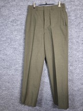 Vintage US Military Trousers Mens 31R Green Poly Wool Blend Dress Pants 70s