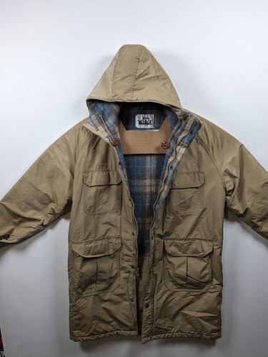 Vintage Woolrich Barn Jacket Mens Xl Tan Wool Lined Made in USA Chore Coat - Afbeelding 10 van 10