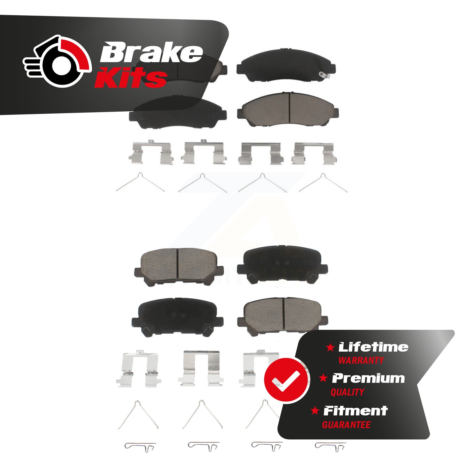 Front Rear Ceramic Brake Pads Kit For 2009-2015 Honda Pilot 2007-2013 Acura MDX