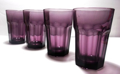 Set of 4 ~ Libbey Duratuff Gilbraltar Plum 5'' Tall Ice Tea Glass Tumblers
