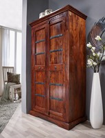 Kleiderschrank Kolonial Schrank Akazie Massiv Holzschrank Massivholz Akazienholz