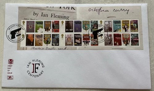 GB QEII 2008 Ian Fleming Centenary Jame Bond Stuart Embossed FDC Bond St Walther