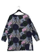 Uniqlo Women's Top XL Multi 100% Cotton Long Sleeve Round Neck Tunic