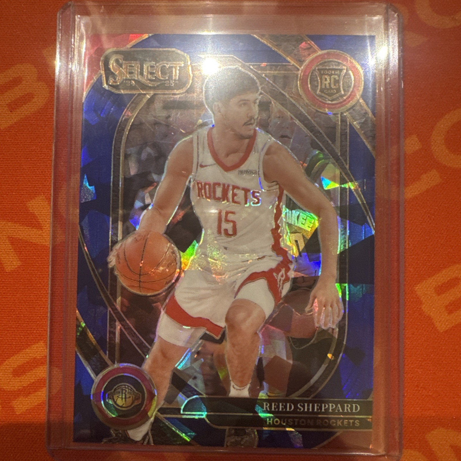 2024-25 Panini Select - Courtside Blue Cracked Ice Prizm #299 Reed Sheppard (RC)
