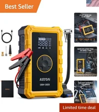 Portable S8 Air Jump Starter & Tire Inflator - Digital Display & Safety Features