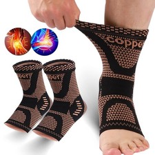 Copper Ankle Support Brace Compression Sleeve Socks Elastic Foot Pain Relief