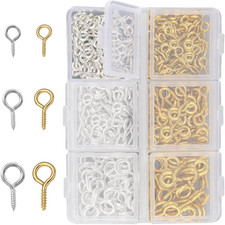 Small Screw Eye Pins for Jewellery Making, 400Pcs Mini Eyelet Screws Eye Pin Met