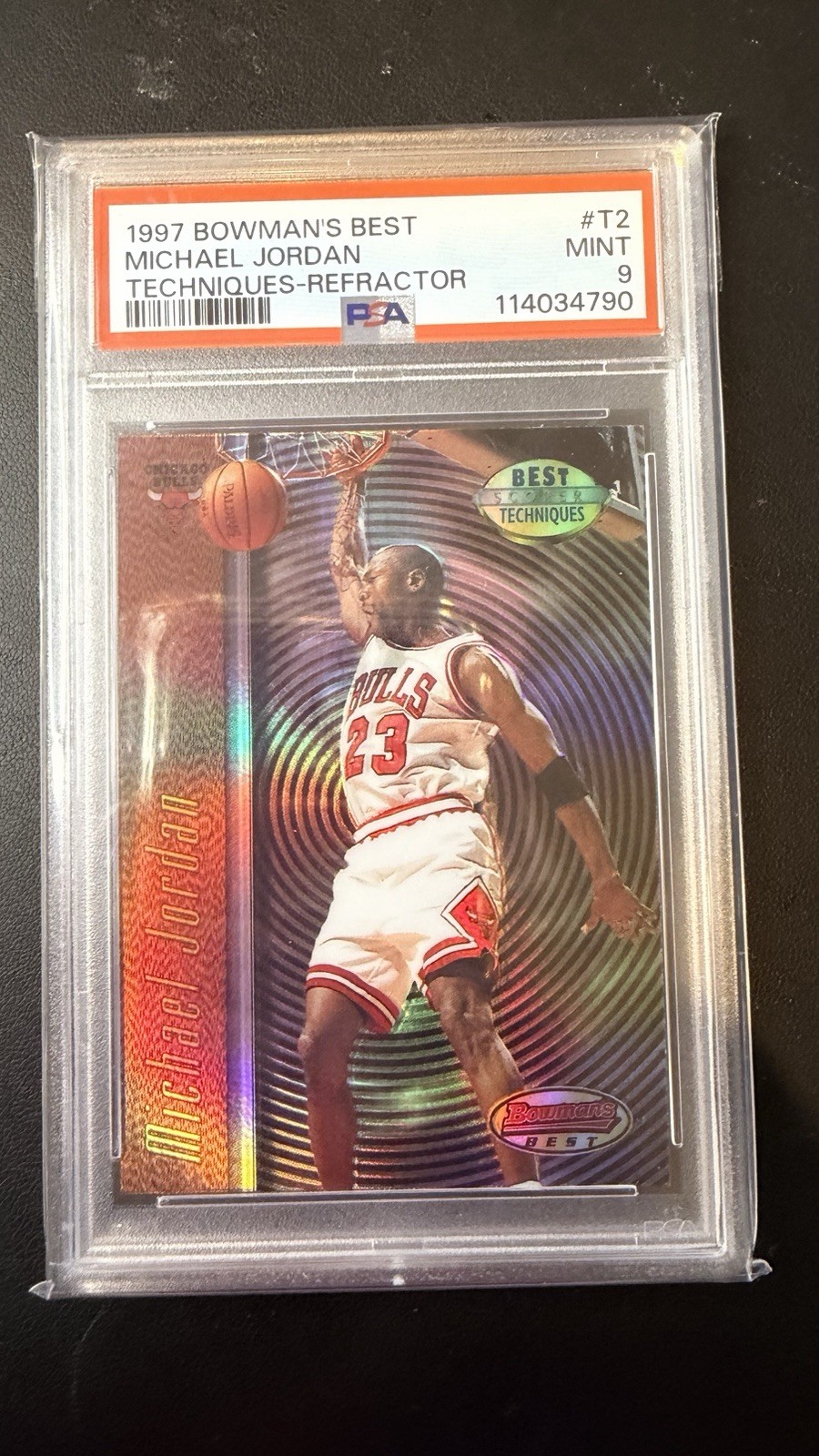 1997 Bowman's Best Michael Jordan Refractor Best Techniques PSA 9