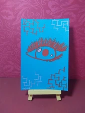 Sindy Fuhr Acrylic Painting 4x6 Inch Abstract Bold Pop Art Title Kindly Aware