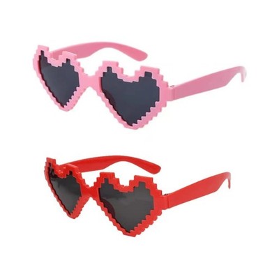 Unique Pixel Heart Sunglasses Vintage Carnival Eyeglass for Adult Taking Photo