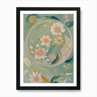 Floral Circle Kunstdruck gerahmt Wandbild Poster Leinwanddruck Bild