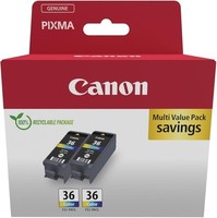 Tintenpatrone Tricolor Original Echter Canon CLI-36 Twin Pack