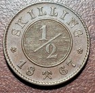 NORWAY 1867 1/2 Skilling KM# 329 AU nr UNC 19th Century Norwegian Coin — photo 2