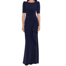 Xscape Ruffle Puff Sleeve Gown dress blue size 8 