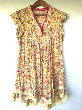 POUPETTE ST BARTH SASHA MINI DRESS PINK YELLOW FLORAL FLUTTER SLEEVE XS