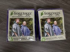 2 X Frogg Toggs Adult Emergency Poncho Purple One Size Fits All 44"W x 40"L NWT