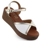 S.Barski Women's sandals on wedge white Złote S. BARSKI PL51-324