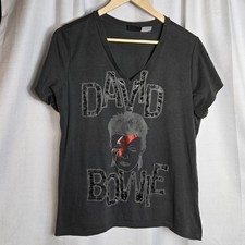 Vintage Y2K Fitted Torrid David Bowie Ziggy Stardust Graphic T Shirt Size 2 Gray