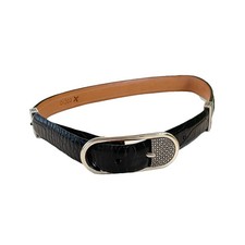 Brighton Ladies Croc Black Leather Belt Silver Conchos Size S Western 04303