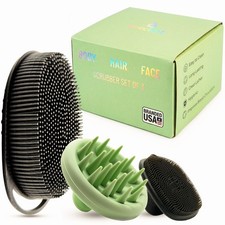 Purefest 3in1 Silicone Scrubber Set   Exfoliating Body Scrubber, Scalp Massag...